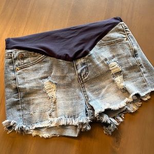 Maternity denim shorts